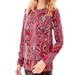 J. Jill Layered Paisley Blouse Women’s Size L Long Sleeves High Neck Tunic Top